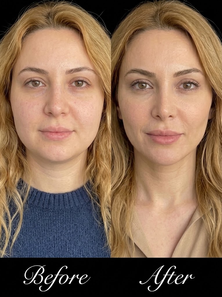 نتيجة قبل وبعد لإزالة دهون الخد وتجميل الأنف في إسطنبول